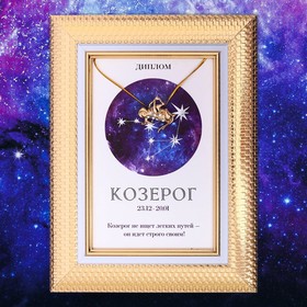 Подарочный набор диплом и брошь гороскоп "Козерог", 15 х 15 см
