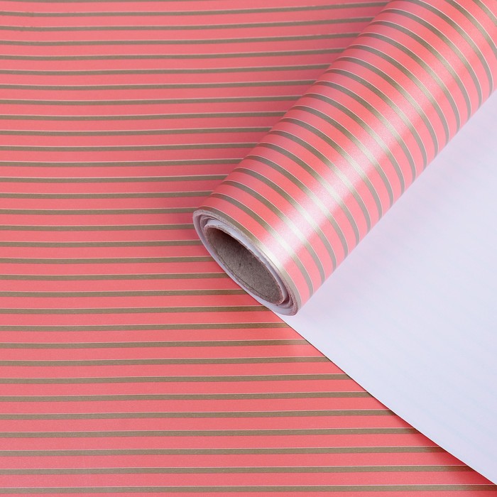 Бумага упаковочная, "Полосы", красная, 0,7 x 10 м