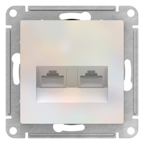 Розетка SE ATLASDESIGN, двойная, компьютерная, RJ45+RJ45, кат.5E, механизм, цвет жемчуг 4089331