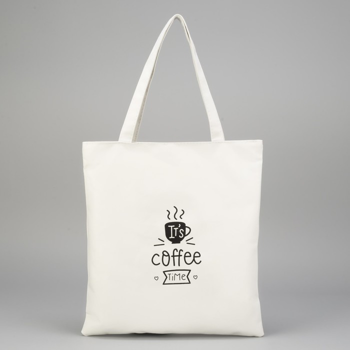 Сумка текстильная "Coffee", отдел на молнии, с подкладом, цвет белый