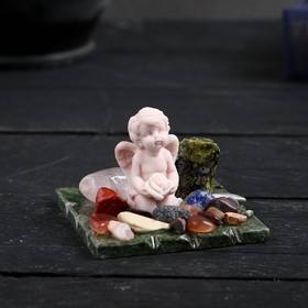 Сувенир "Ангелочек на коленях с бутоном роз", змеевик, мрамор в Донецке