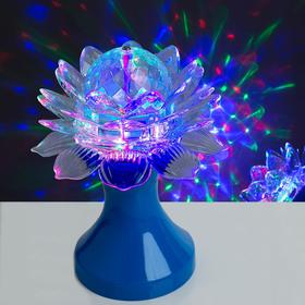 Световой прибор хрустальный шар "Цветок" диаметр 12,5 см, 220 В, СИНИЙ
