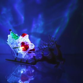 УЦЕНКА Игрушка световая "Дед мороз и сани" (батарейки в комплекте) 1 LED, RGB