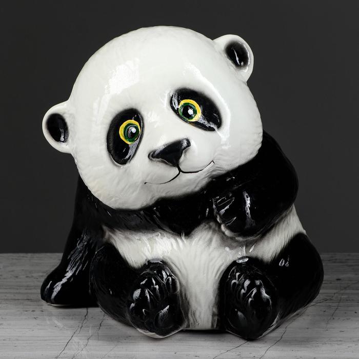 Копилка "Панда", глянец, чёрный цвет, 18 см