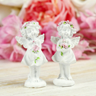 Souvenir Polyresin "angel girl in a pink wreath with a rose" MIX 7,8x3,8x2,5 cm