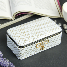 Box leatherette for jewelry "Mesh" white gold 5,5x14,7x8,5 cm