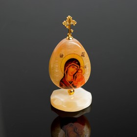 Яйцо «Богоматерь Казанская», на подставке, 5×11 см, селенит