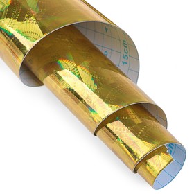 Пленка самоклеящаяся, голография, золотой, 0.45 х 3 м, 3 мкм, "Лучи" - фото 9163020