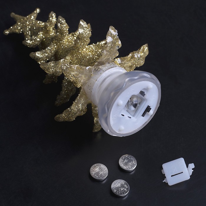 Игрушка световая "Новогодняя ёлочка" (батарейки в комплекте) 13 см, 1 LED, RGB, ЗОЛОТАЯ 107