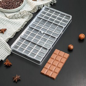 Форма для шоколада KONFINETTA «Плитка», 33×16,5×3 см, 60 ячеек, цвет прозрачный
