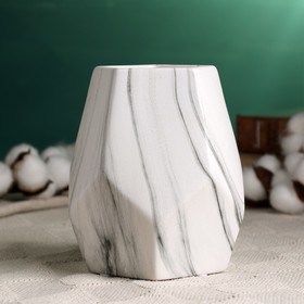 Кашпо керамическое "Восьмиугольник" белое 13*13*10 см