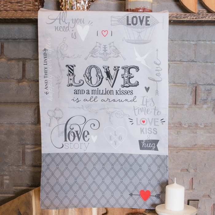 Полотенце "Этель" Love 40х67 см, 100% хл, саржа 190 гр/м2 - фото 798120578