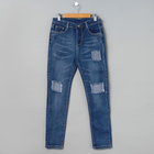 Джинсы женские, Slim fit, заплатки, размер 46, цвет синий Джинсы женские, Slim fit, заплатки, размер 46, цвет синий
