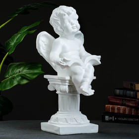 Фигура "Ангел на колонне с книгой" 22х20х45см, белая