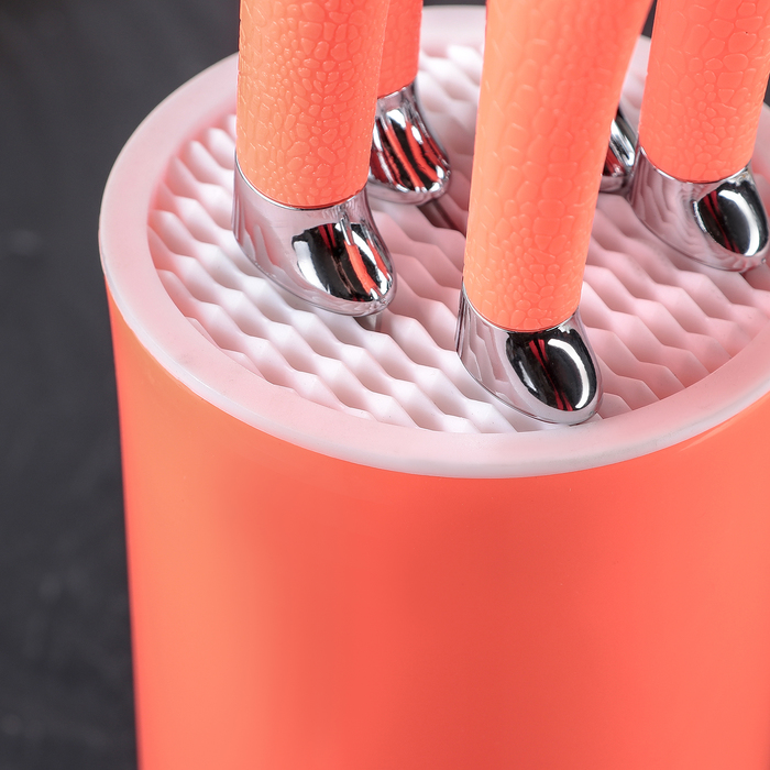 Набор кухонных ножей «Лаура», лезвие: 8,5 см, 12,5 см, 19,5 см, 20 см, 20 см, цвет оранжевый - фото 798123345