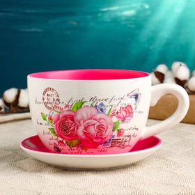 Горшок цветочный в форме чашки "Розы" 15*19*10 см