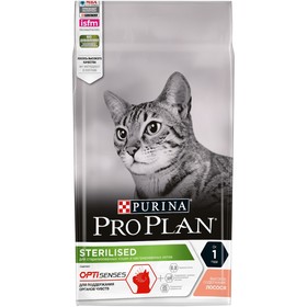 Сухой корм PRO PLAN для стерилизованных кошек, поддержание органов чувств, лосось, 1.5 кг