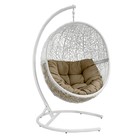 Подвесное кресло LUNAR WHITE МИ (175), Каркас белый, подушка темно - бежевая Подвесное кресло LUNAR WHITE МИ (175), Каркас белый, подушка темно - бежевая