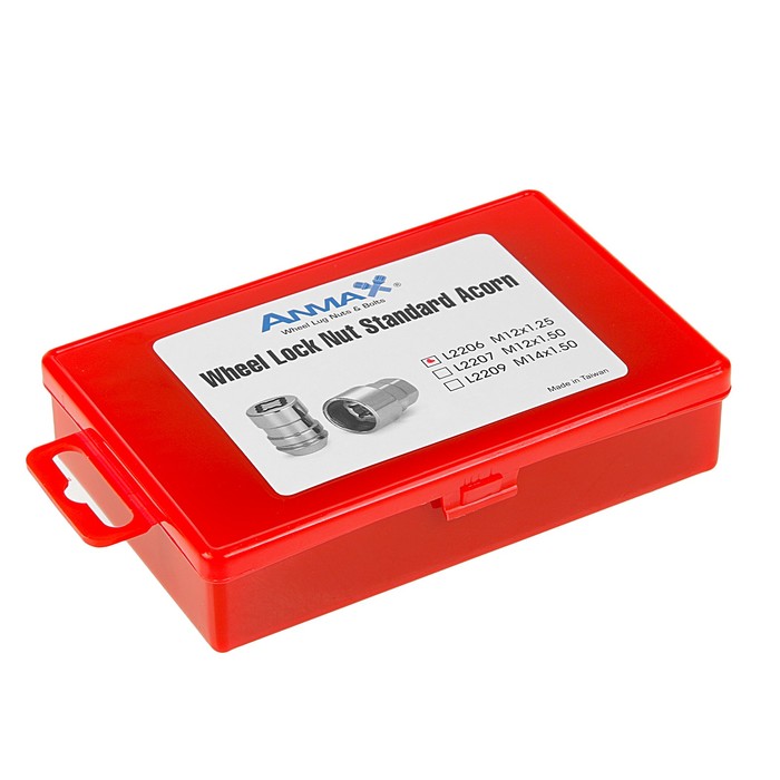 Секретки на колеса L2206 Anmax, гайка 12x1,25, конус, 4 шт. + 2 ключа