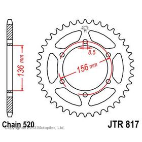 Звезда задняя, ведомая JTR817 стальная 4138695