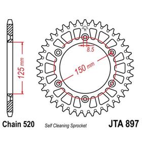 Звезда задняя, ведомая JTA897 алюминиевая 4138906