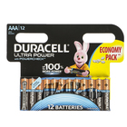 Батарейка алкалиновая Duracell Ultra Power, AAA, LR03-12BL, 1.5В, 12 шт. 4115930 - фото 11039