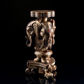Статуэтка-подставка "Слон", коричневая, под бронзу, гипс, 23х25х49 см