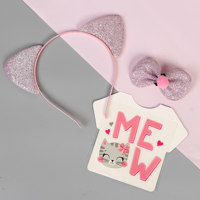 Карнавальный костюм "Mew" ободок + бабочка + термопринт