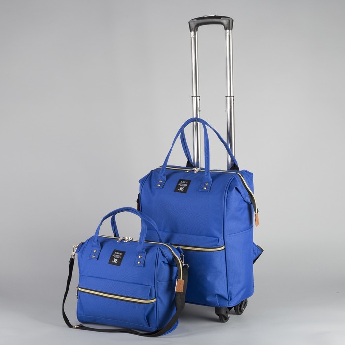 Сумка-рюкзак на колёсах, с сумкой-трансформером, отдел на молнии, наружный карман, цвет синий - фото 798128875