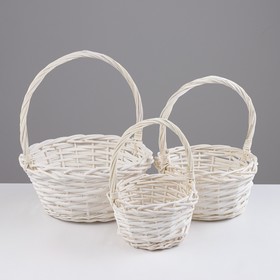 A set of baskets, 3 pcs, 25 × 12 × 12/29 cm, 21 × 10 × 10/25 cm, 17 × 9 × 9/20 cm, willow
