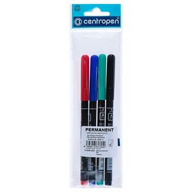 Набор маркеров перманентных 4 цвета, 2.0 мм Centropen 2536, линия 1 мм, пакет с европодвесом
