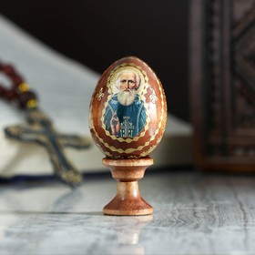 Яйцо сувенирное "Сергий Радонежский", на подставке в Донецке