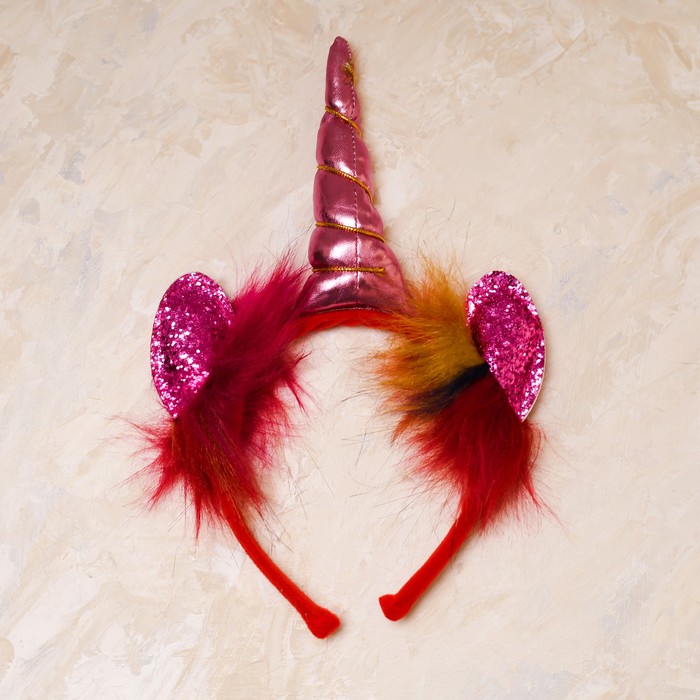 Карнавальный ободок «Единорог», мохнатые ушки