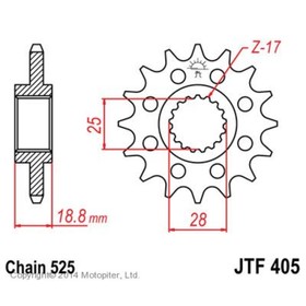 Звезда передняя, ведущая, для мотоцикла, стальная JTF405 4164605