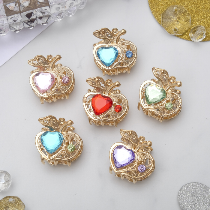 Краб для волос "Арфея" 2,3 см яблочко, золото, микс (6 шт) - фото 801018002