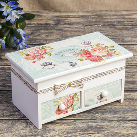 Wood box chest Floral 9,5x19,5x11 cm