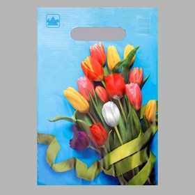 Пакет "Тюльпаны", полиэтиленовый с вырубной ручкой, 30 мкм, 20 х 30 см