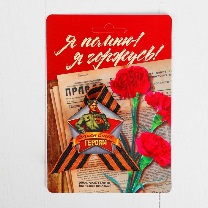 Карнавальный набор "Вечная Слава героям" солдат пилотка+брошь+ремень