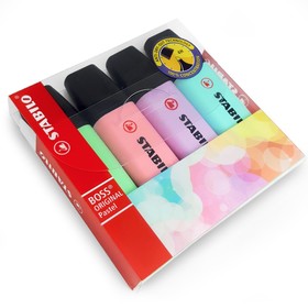 Набор маркеров-текстовыделителей 4 цвета STABILO Boss Original пастельные цвета, 2-5 мм, блистер