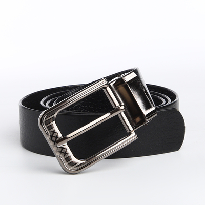 Men's belt, width 3cm, buckle is a dark metal, black