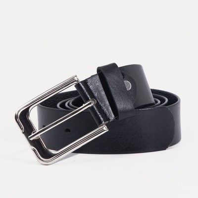 Men's belt, width 3.5 cm, screw, buckle is a dark metal, black