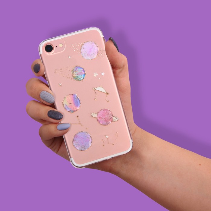Чехол для телефона iPhone 6, 6S, 7 с эпоксидными элементами «Космос», 6.5 × 14 см