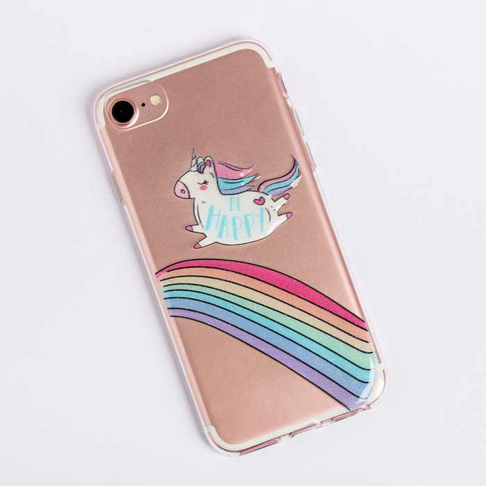 Чехол для телефона iPhone 6, 6S, 7 с эпоксидными элементами Be happy, 6.5 × 14 см