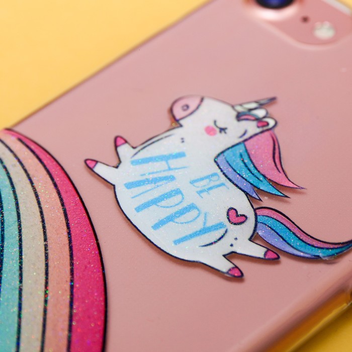 Чехол для телефона iPhone 6, 6S, 7 с эпоксидными элементами Be happy, 6.5 × 14 см