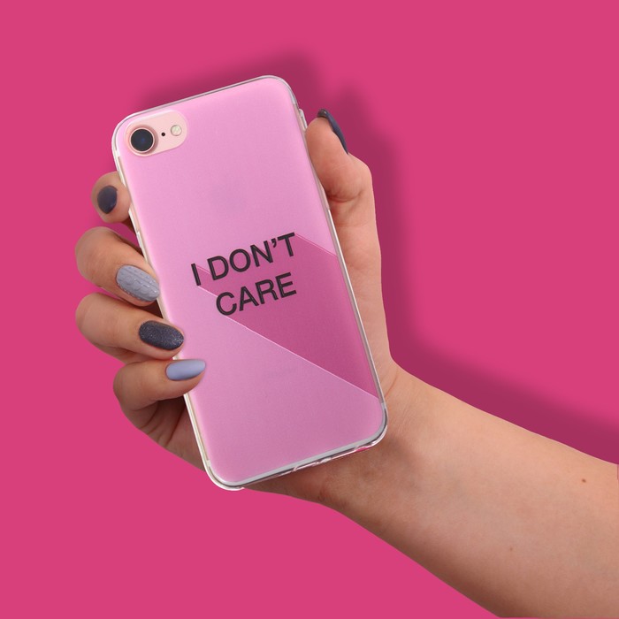 Чехол для телефона iPhone 7 с рельефным нанесением I don`t care, 6.5 × 14 см