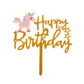 The topper is "happy Birthday" one unicorn's