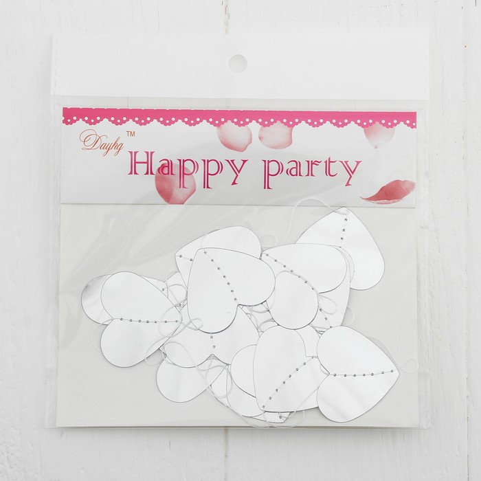 Гирлянда «Сердечки», 200 см, цвет серебряный - фото 798145187