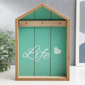 Крючки декоративные дерево "Life с сердцем" зелёный 28х20х5 см