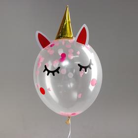 Balloon latex 18" Unicorn, confetti, 1pc, colour white