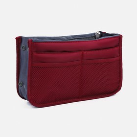 Cosmetic bag travel zipper, 3 sections, 10 pockets, red